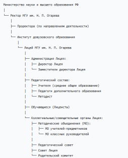 Структура управления Лицеем МГУ им. Н. П. Огарева